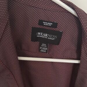 Kenneth Cole Burgundy and White Slim Fit Shirt